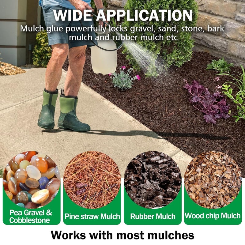 USKICH Mulch Glue for Landscaping, 88 0Z Rock Glue,Fast-Dry No-Toxic Long-Lasting Strong Pebble Binder, Pine Straw for Outdoor, Mulch Lock for Cypress, Lawn, Garden,Landscape Edging - Image 5